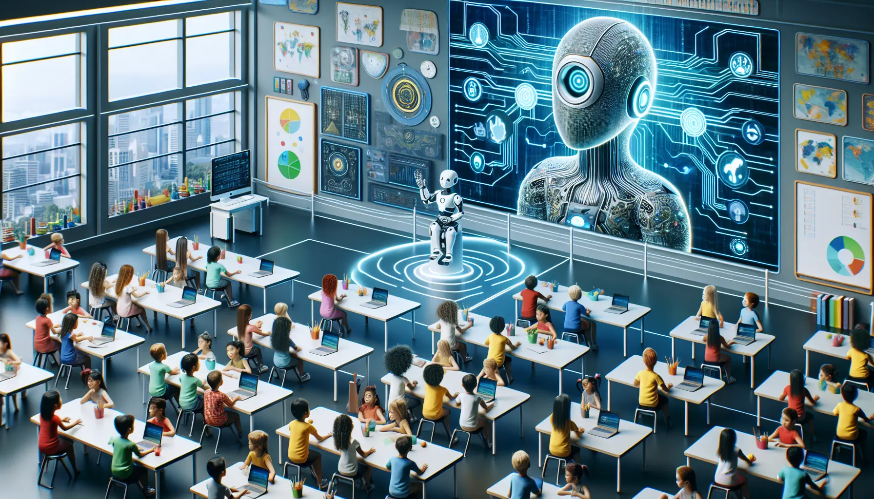 Un insegnante che utilizza la tecnologia per facilitare l'apprendimento personalizzato in classe.