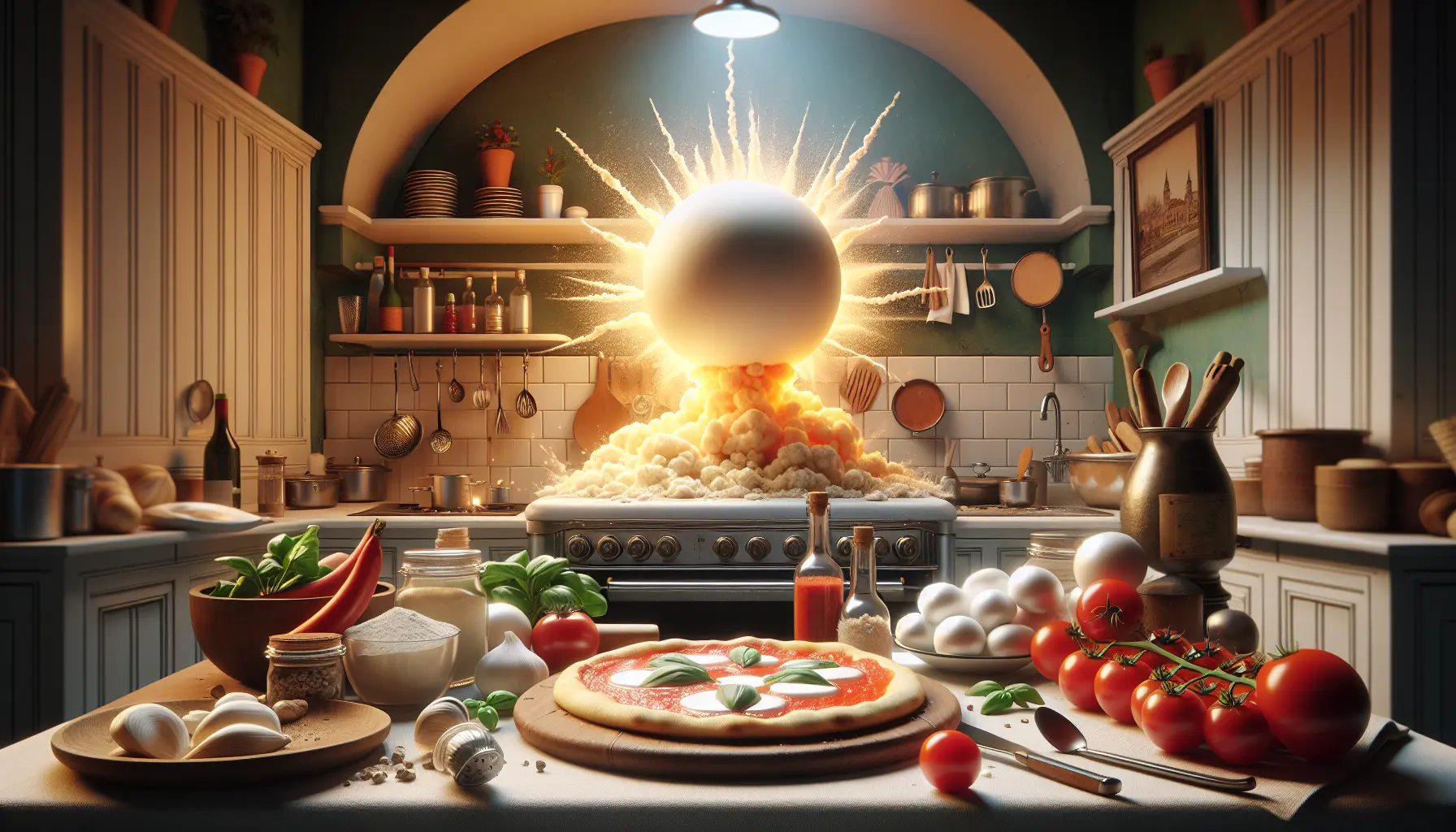 Una deliziosa pizza Margherita appena sfornata, con pomodoro, mozzarella e basilico fresco.
