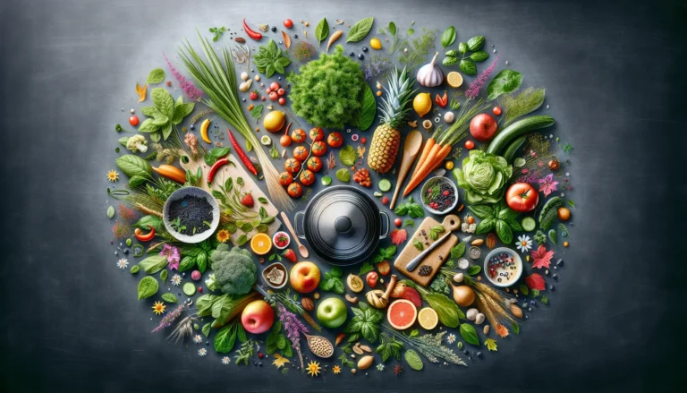 Un mercato contadino con frutta e verdura fresca di stagione, simbolo di una cucina sostenibile e consapevole.