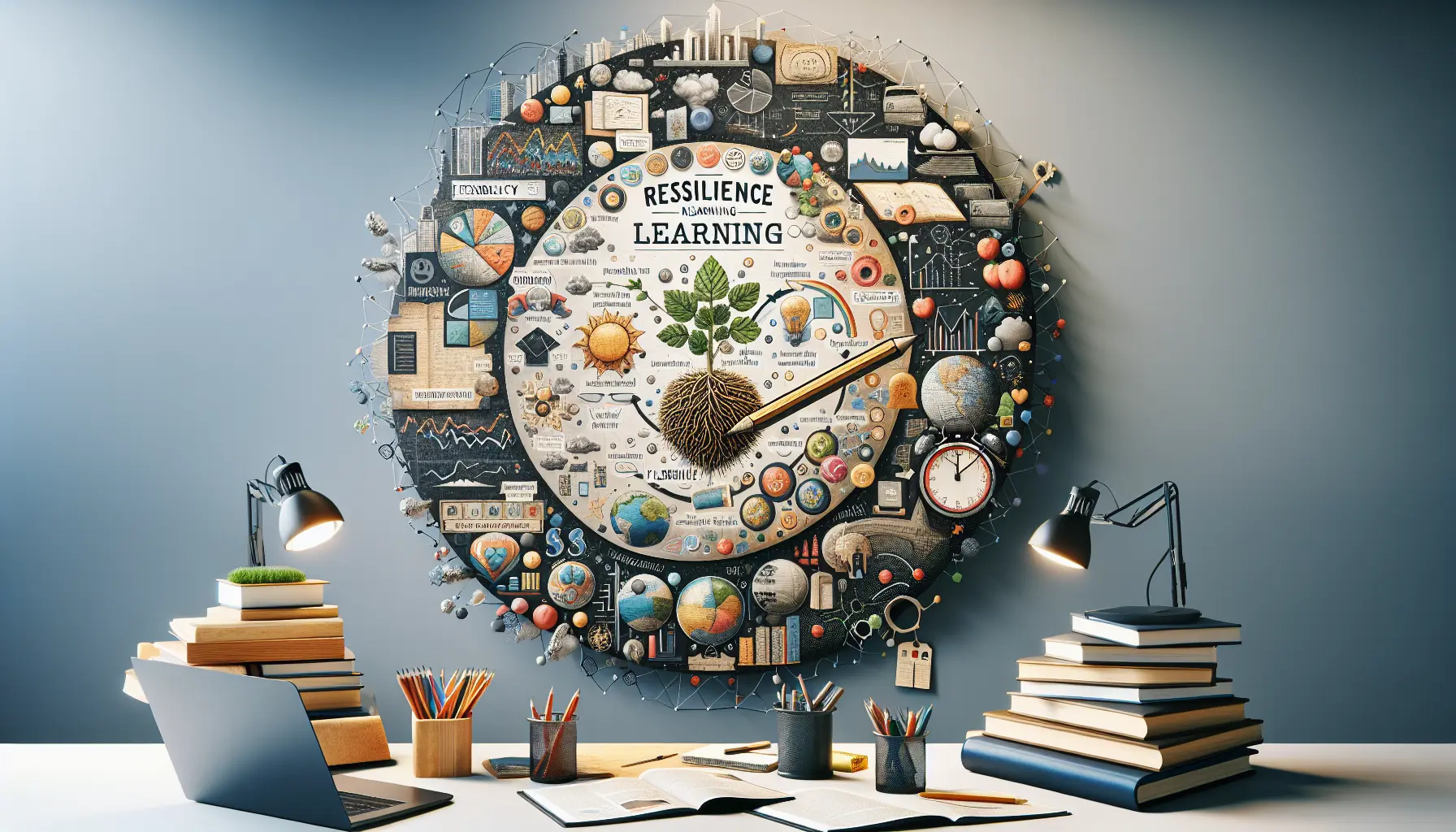 Un'immagine che rappresenta la resilienza e la flessibilità nell'apprendimento, mostrando un alunno che affronta sfide con determinazione e positività.