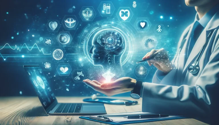 Un medico utilizza un tablet per consultare un paziente a distanza, simbolo della telemedicina e delle tecnologie mediche moderne.