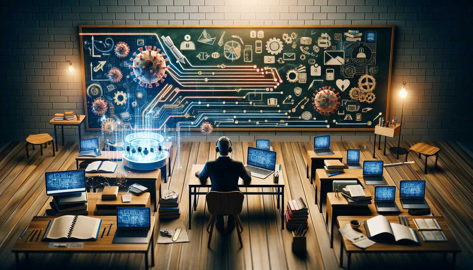 Un insegnante che utilizza una piattaforma digitale per insegnare a studenti da remoto.