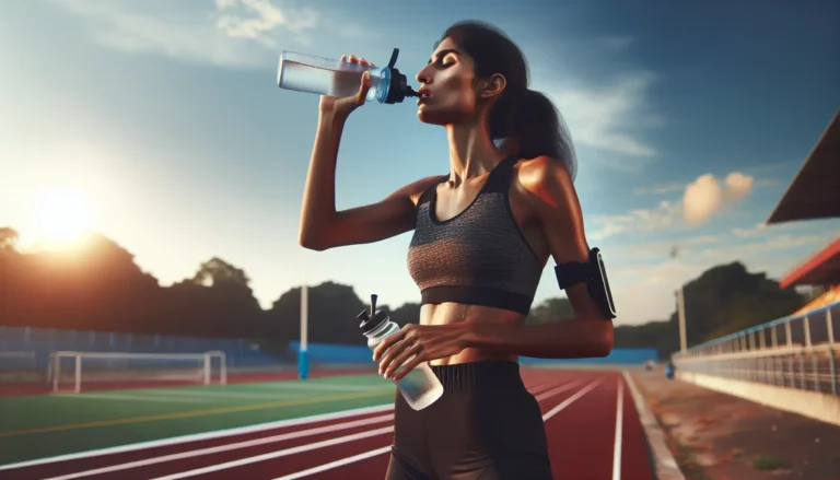 Un bicchiere d'acqua fresca su un tavolo di legno, simbolo di idratazione e salute.