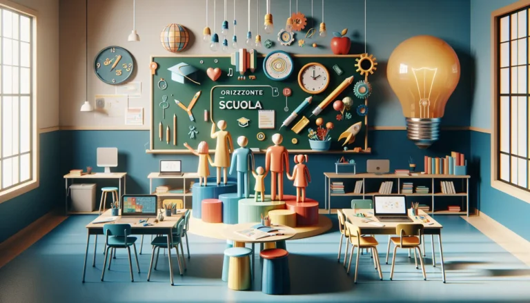 Un gruppo di studenti felici che studiano insieme in un ambiente scolastico stimolante.