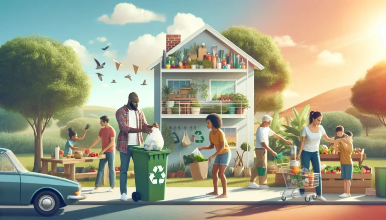 Una famiglia felice mentre pianta alberi in un parco, simbolo di iniziative ecologiche e sostenibilità.