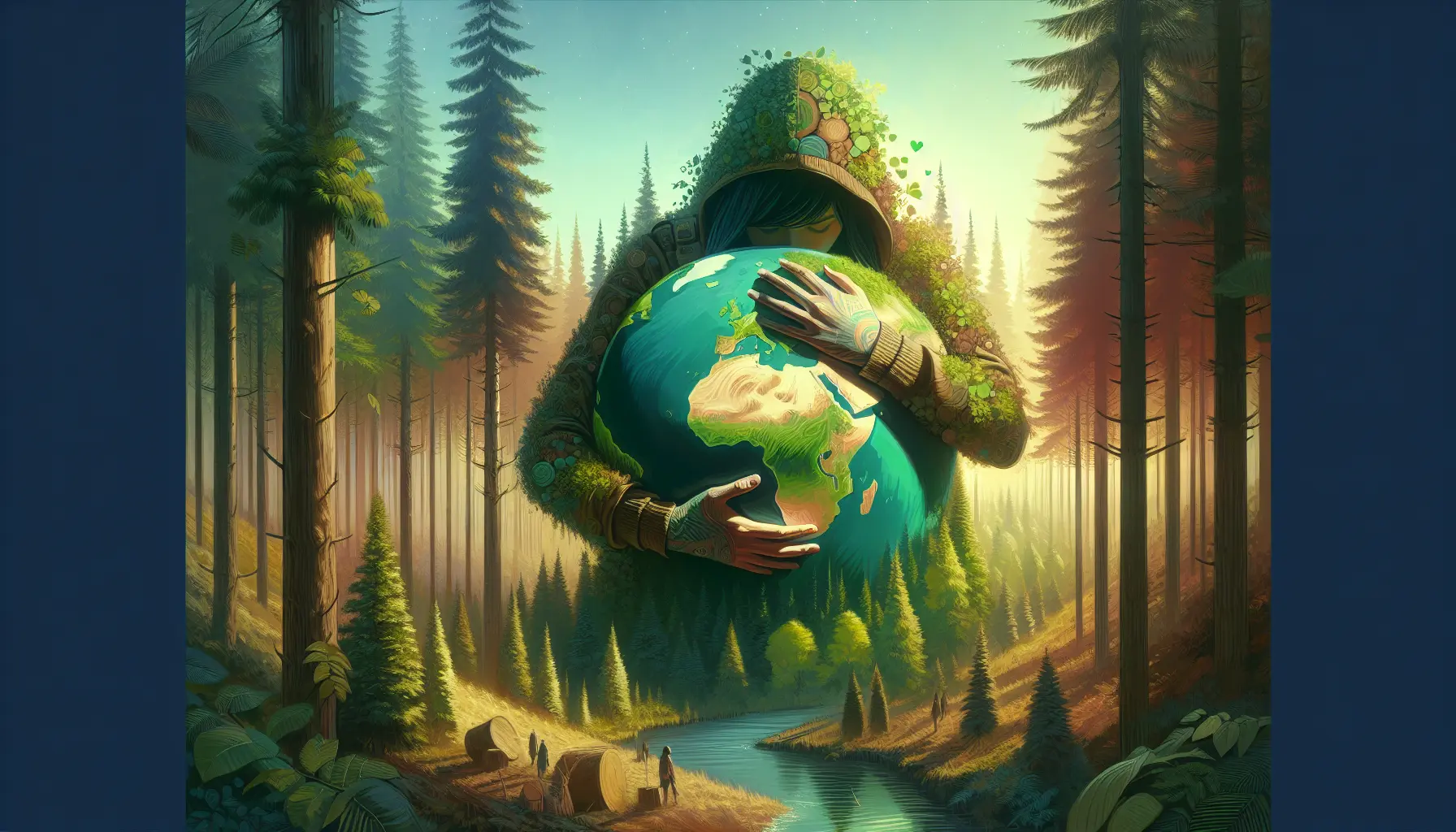 Un gruppo di persone pianta alberi in un'area forestale, simbolo di riforestazione e sostenibilità ambientale.