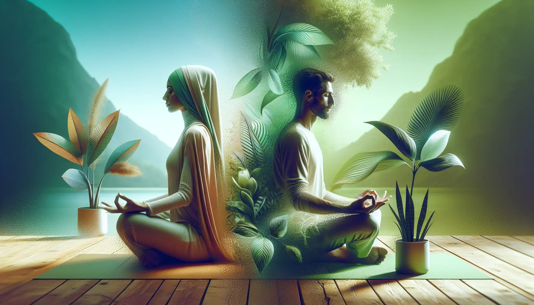 Una persona che pratica meditazione in un ambiente naturale sereno