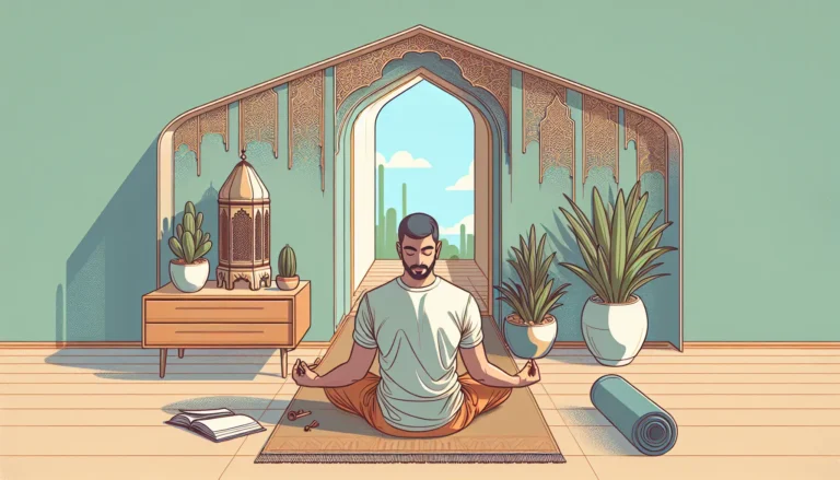 Una persona che pratica grounding camminando a piedi nudi su un prato verde, con un cielo sereno sullo sfondo.