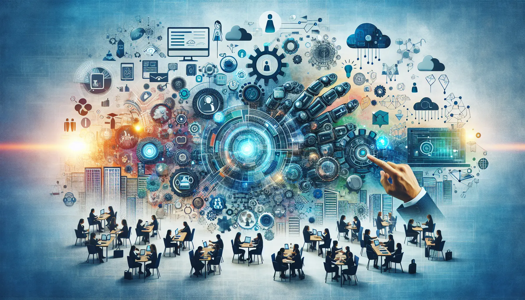 Un gruppo di studenti che utilizzano dispositivi digitali per apprendere insieme in un ambiente collaborativo.