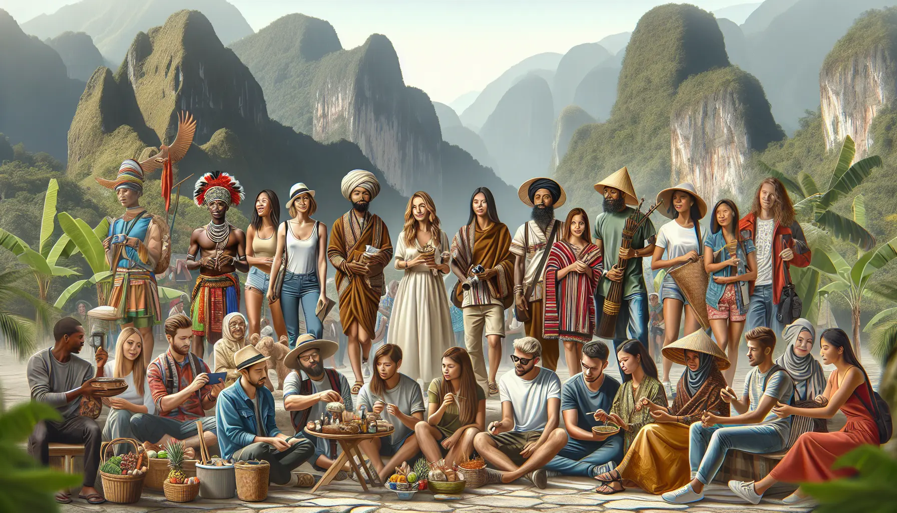 Viaggiatore che interagisce con i locali durante un'esperienza culturale.