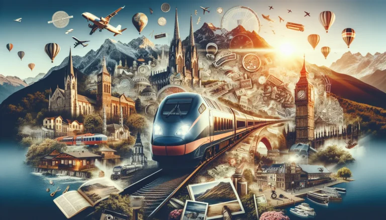 Un treno che attraversa un paesaggio montano, con passeggeri che ammirano il panorama attraverso le ampie vetrate.