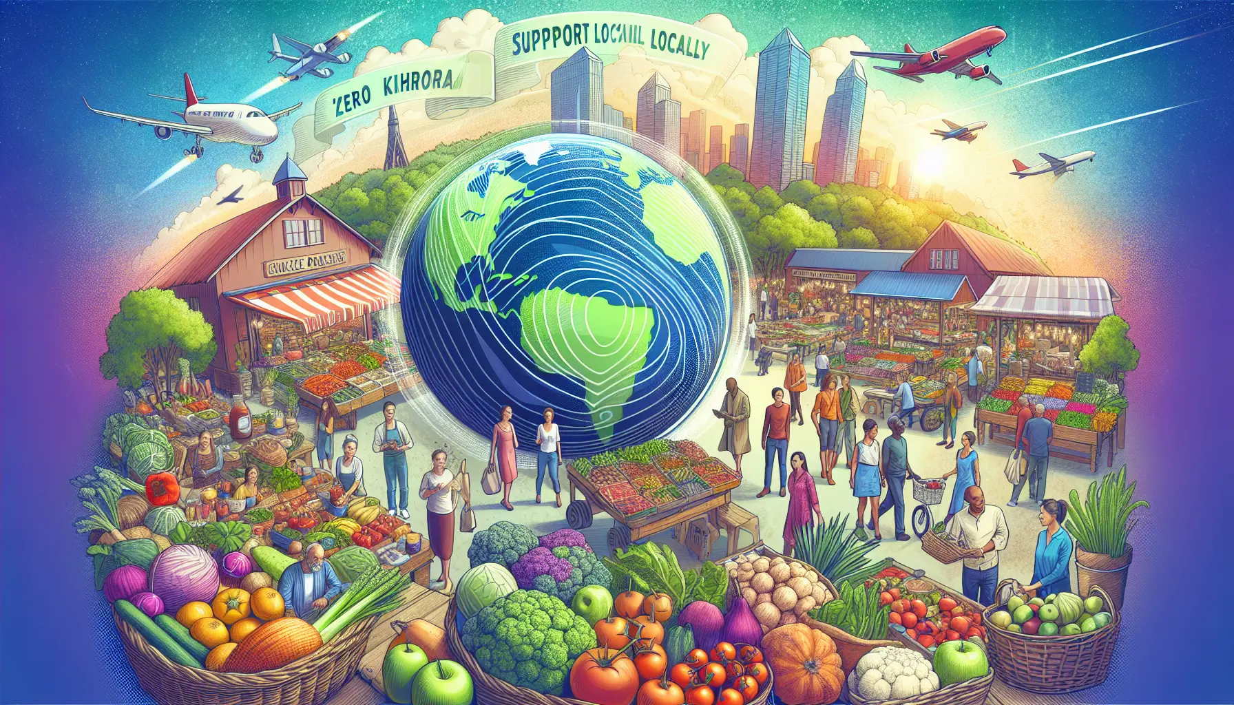 Mercato rionale con prodotti freschi e colori vivaci