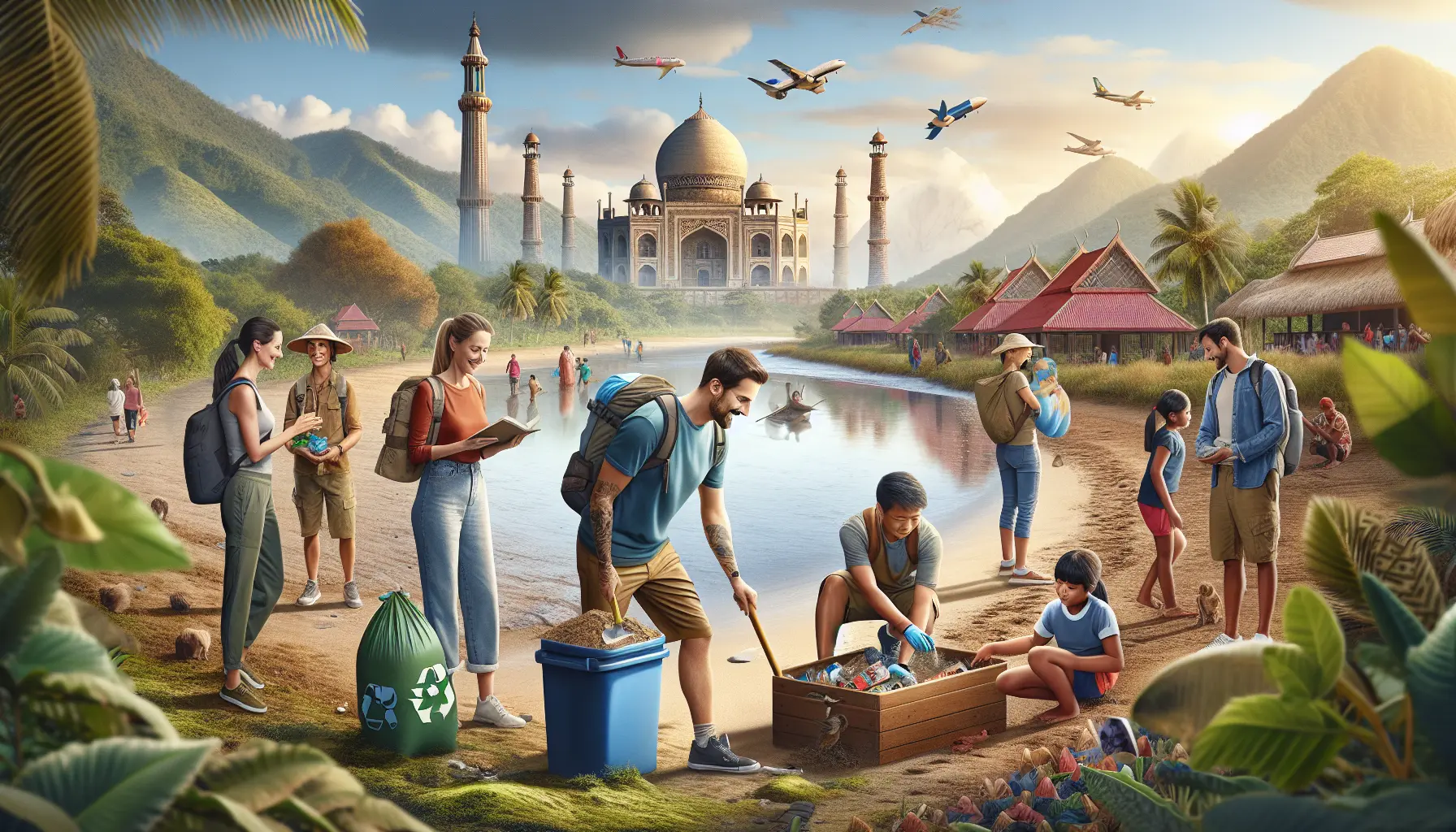 Viaggiatori che partecipano a un progetto di volontariato in una comunità locale, contribuendo attivamente al benessere della popolazione.