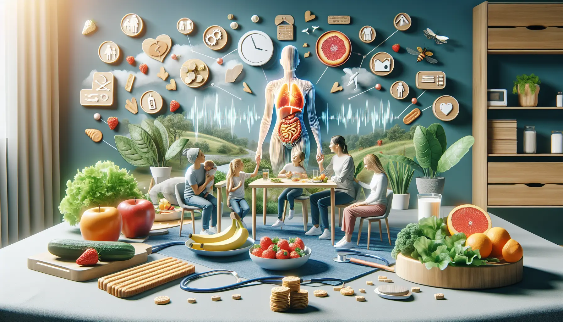 Una famiglia che pratica attività fisica all'aperto, simbolo di uno stile di vita sano e attivo.