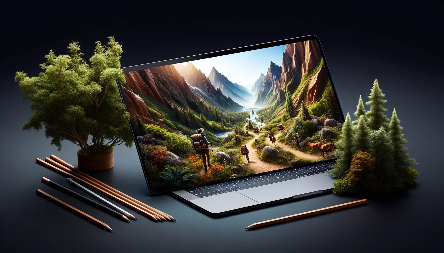 Un gruppo di giovani avventurieri che esplorano un sentiero montano circondato da paesaggi naturali.