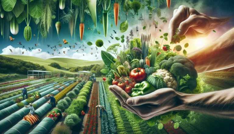 Un tavolo imbandito con piatti di cibo biologico fresco, tra cui insalate e pasta, che evidenziano l'importanza di un'alimentazione sana e sostenibile.