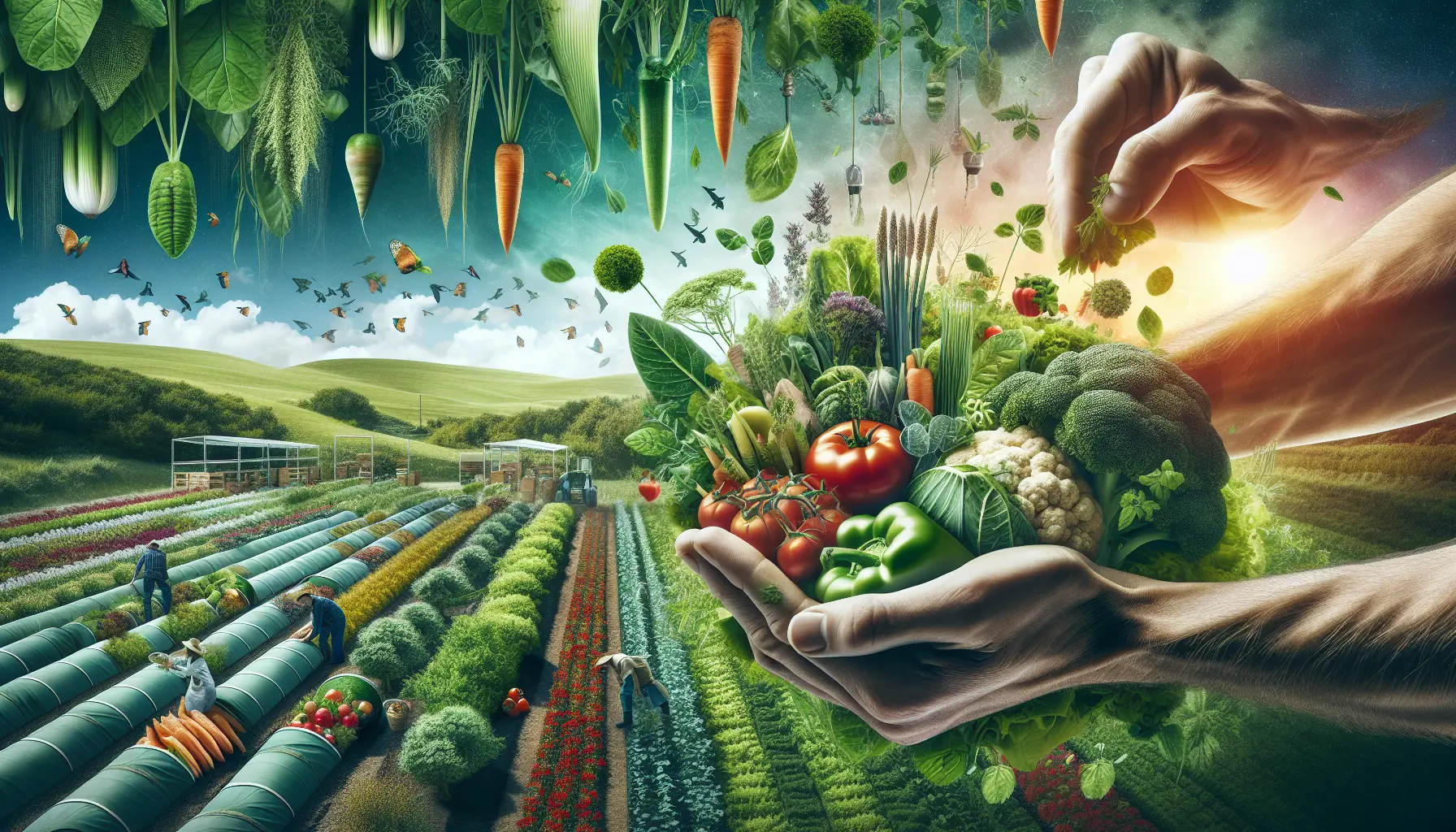 Un tavolo imbandito con piatti di cibo biologico fresco, tra cui insalate e pasta, che evidenziano l'importanza di un'alimentazione sana e sostenibile.