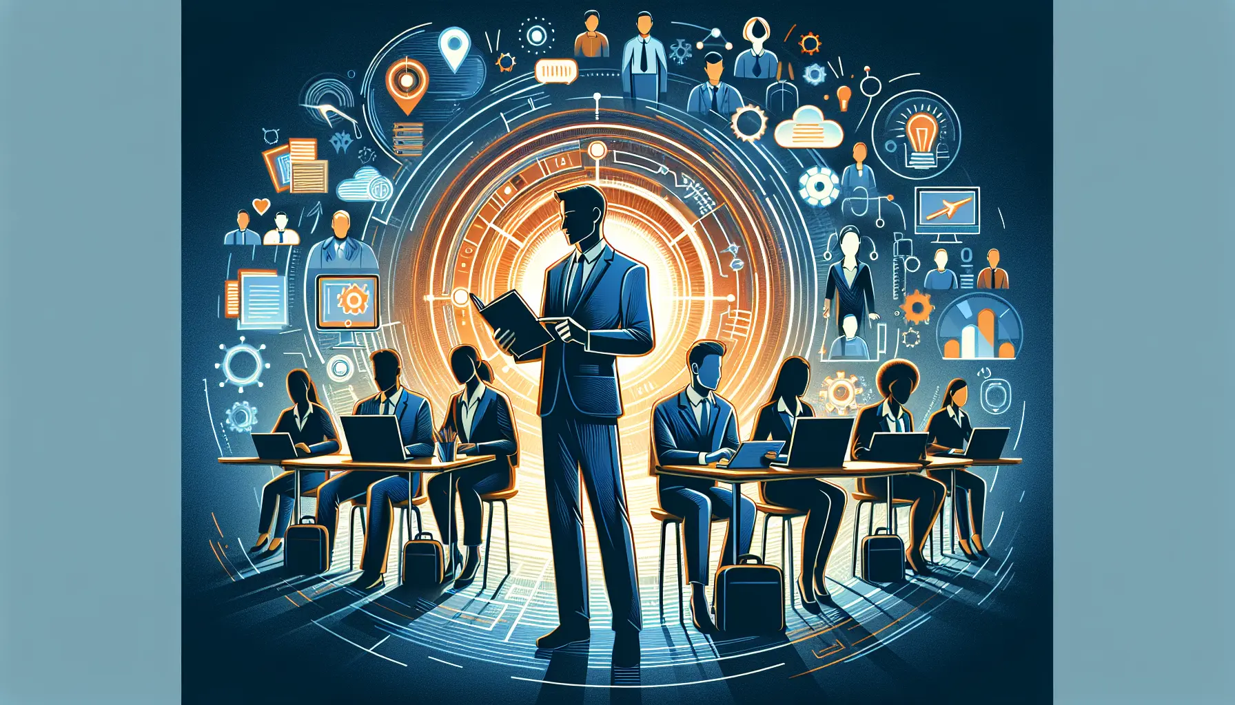 Un insegnante guida gli studenti in un laboratorio digitale, esplorando nuove tecnologie e strumenti educativi.