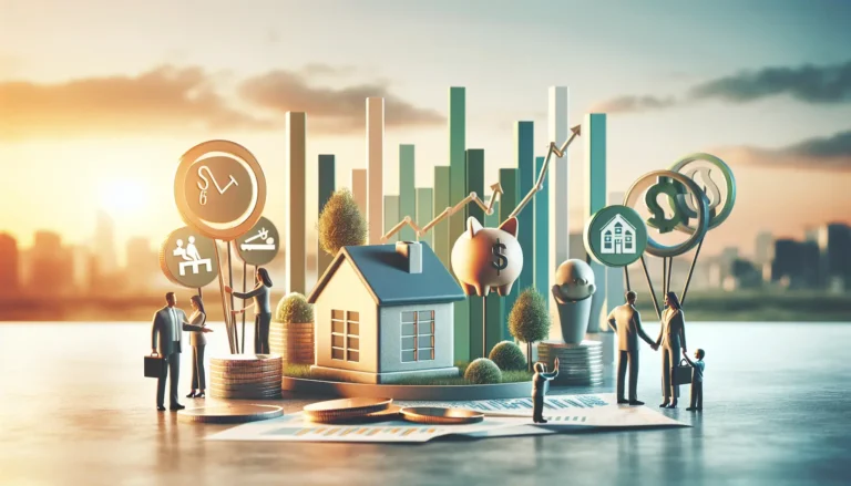 Un'immagine che rappresenta la pianificazione finanziaria, con grafici e appunti su un tavolo.