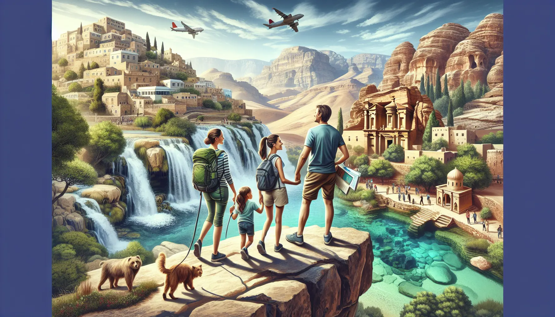 Famiglia avventurosa che esplora una destinazione unica