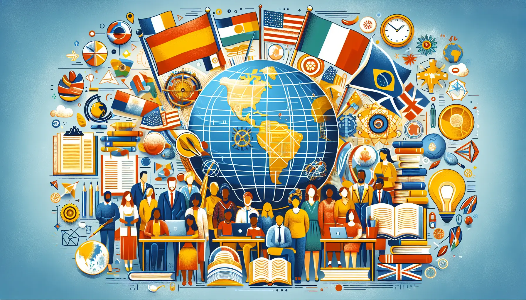 Un gruppo di studenti di diverse culture che interagiscono durante un'attività educativa