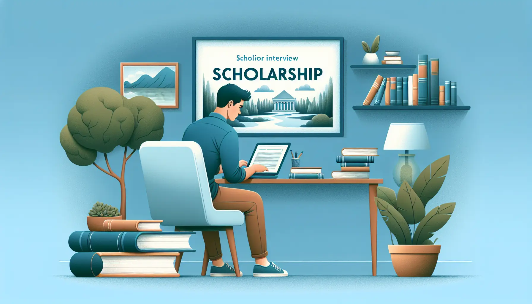 Studente in abbigliamento professionale durante un colloquio di borsa di studio