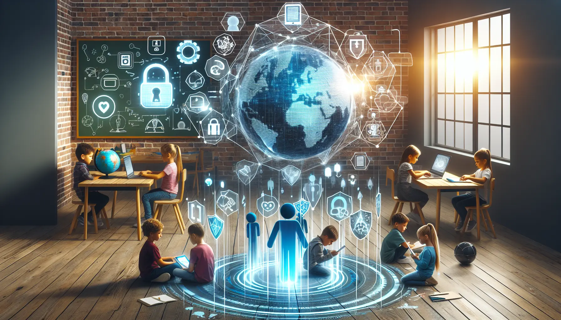 Un genitore e un bambino che esplorano insieme un dispositivo digitale, simbolo della protezione della privacy online.