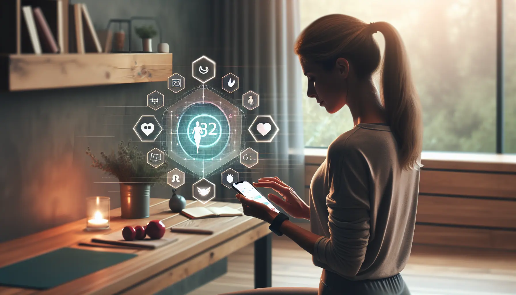 Schermata di un'app per il fitness che mostra statistiche di allenamento e benessere.