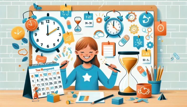 Un bambino che utilizza un timer per gestire il proprio tempo mentre studia.