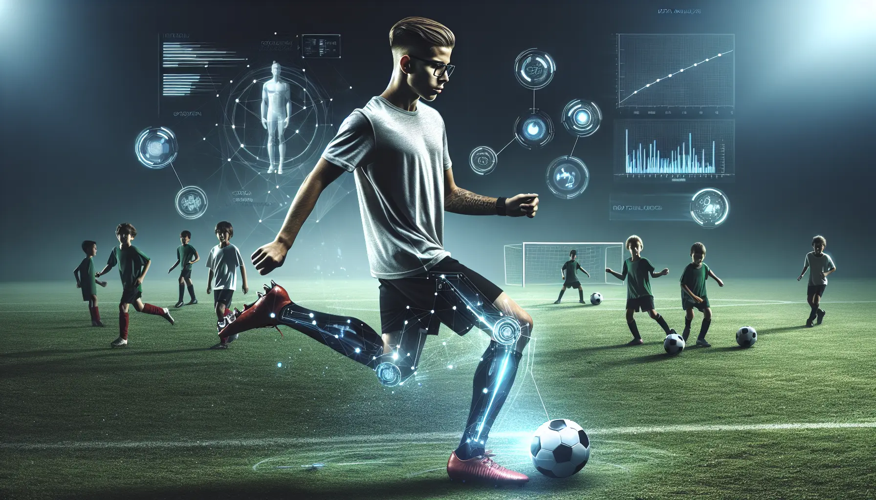 Kylian Mbappé in azione durante una partita di calcio, circondato da avversari, mostrando la sua velocità e abilità.