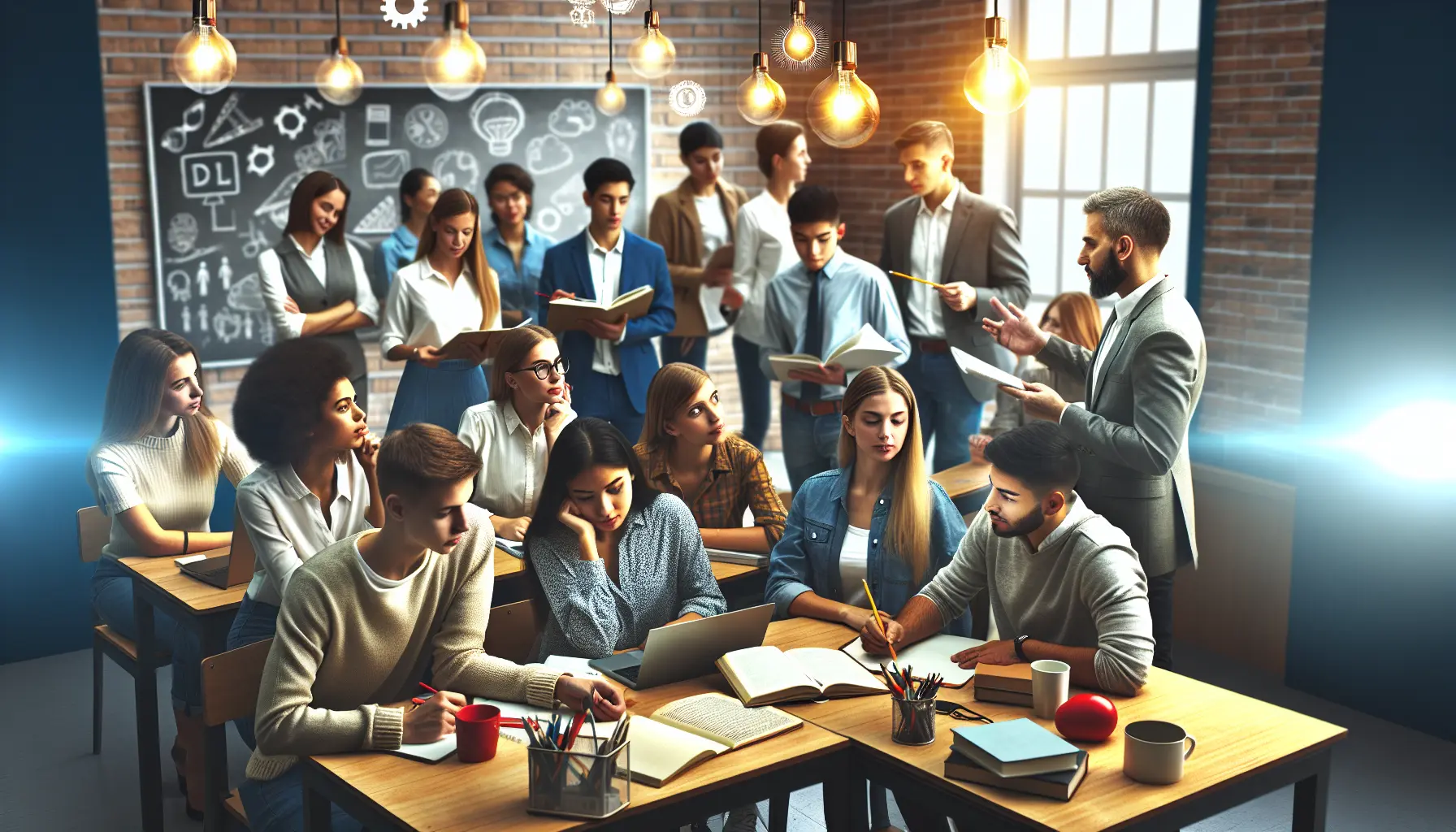 Studenti che collaborano in un ambiente di apprendimento interattivo
