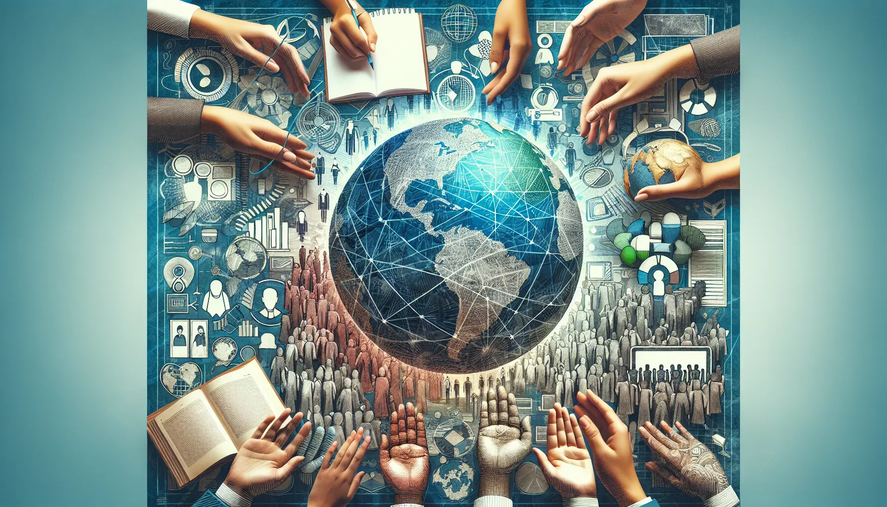 Un gruppo di giovani di diverse culture che collaborano insieme in un progetto educativo