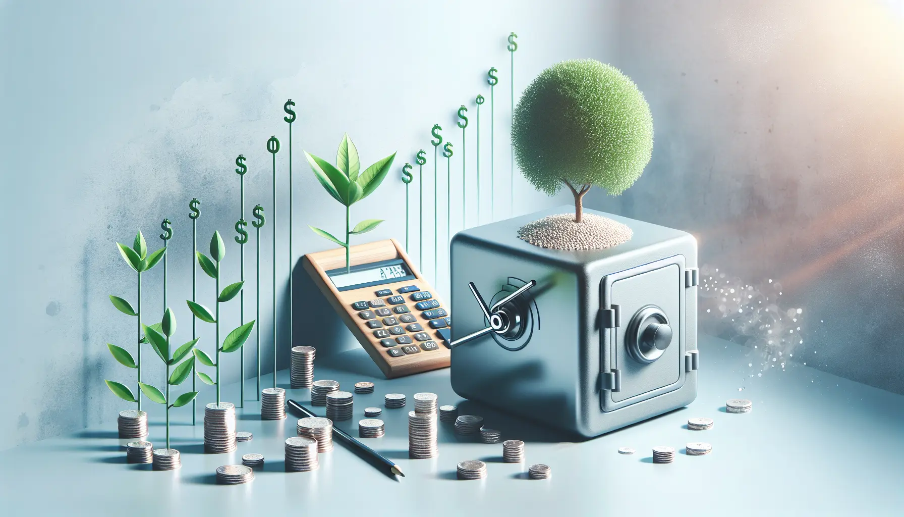 Un salvadanaio con monete e una calcolatrice, simbolo di risparmio e pianificazione finanziaria.