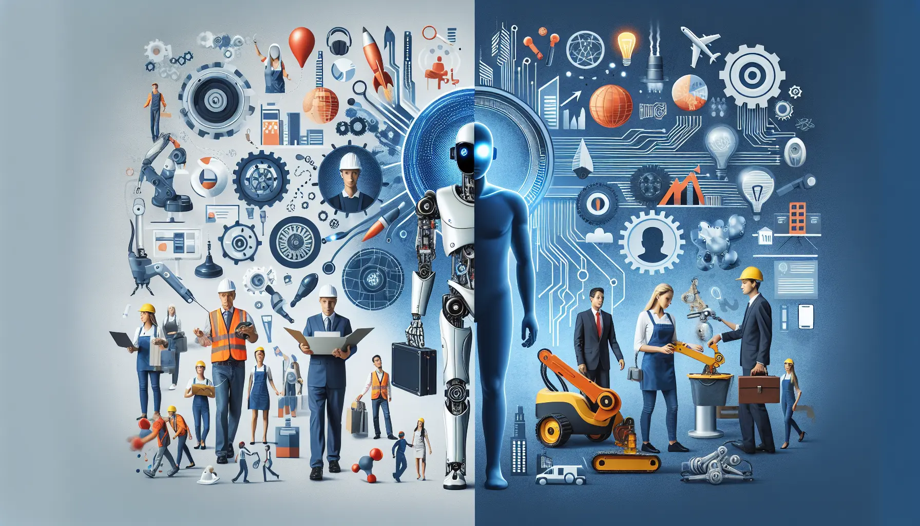 Un'immagine rappresentativa dell'automazione nel lavoro, mostrando robot e tecnologia in azione