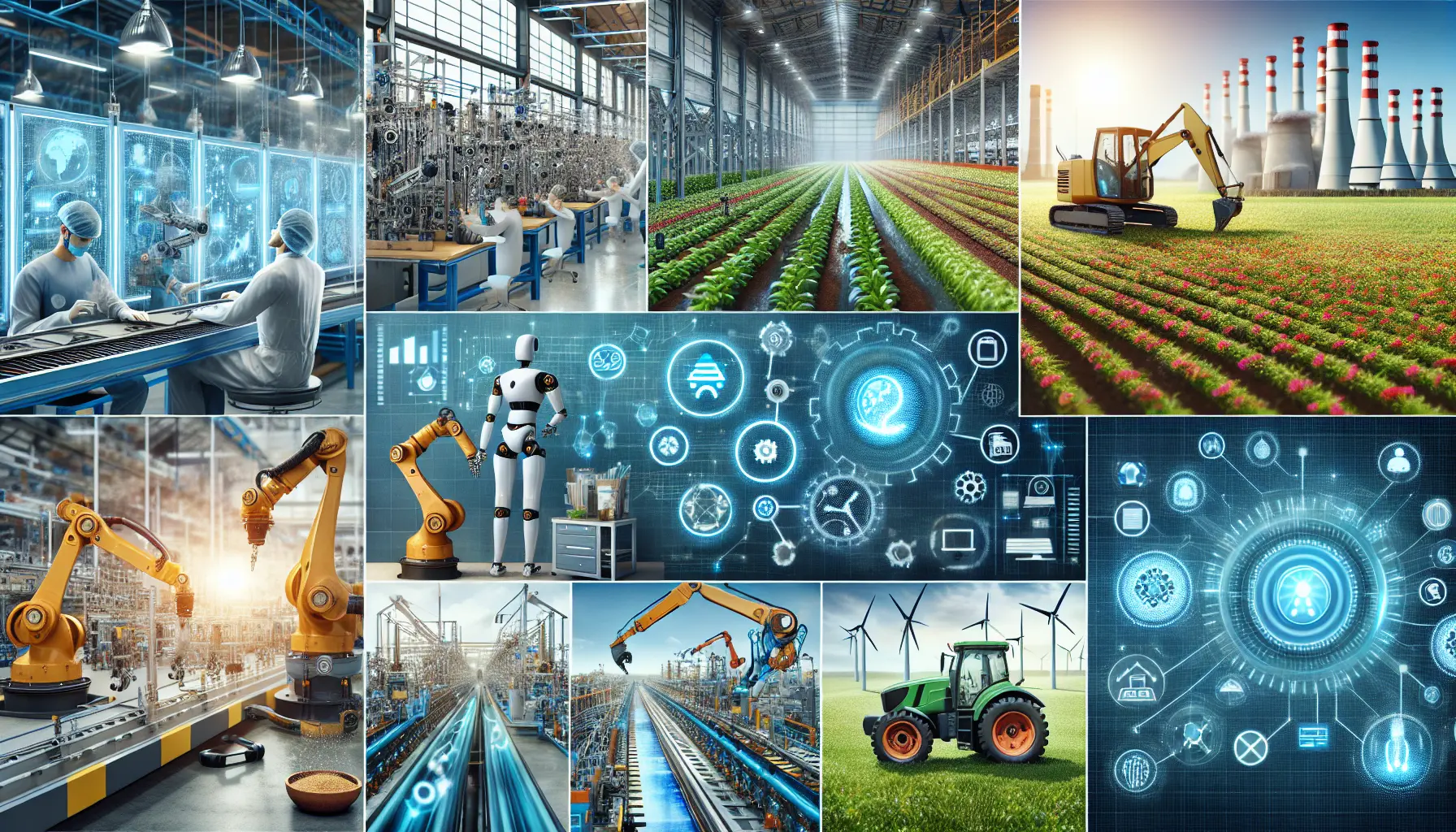 Un'immagine che rappresenta l'automazione nel lavoro, con robot e tecnologia avanzata in un ambiente industriale.