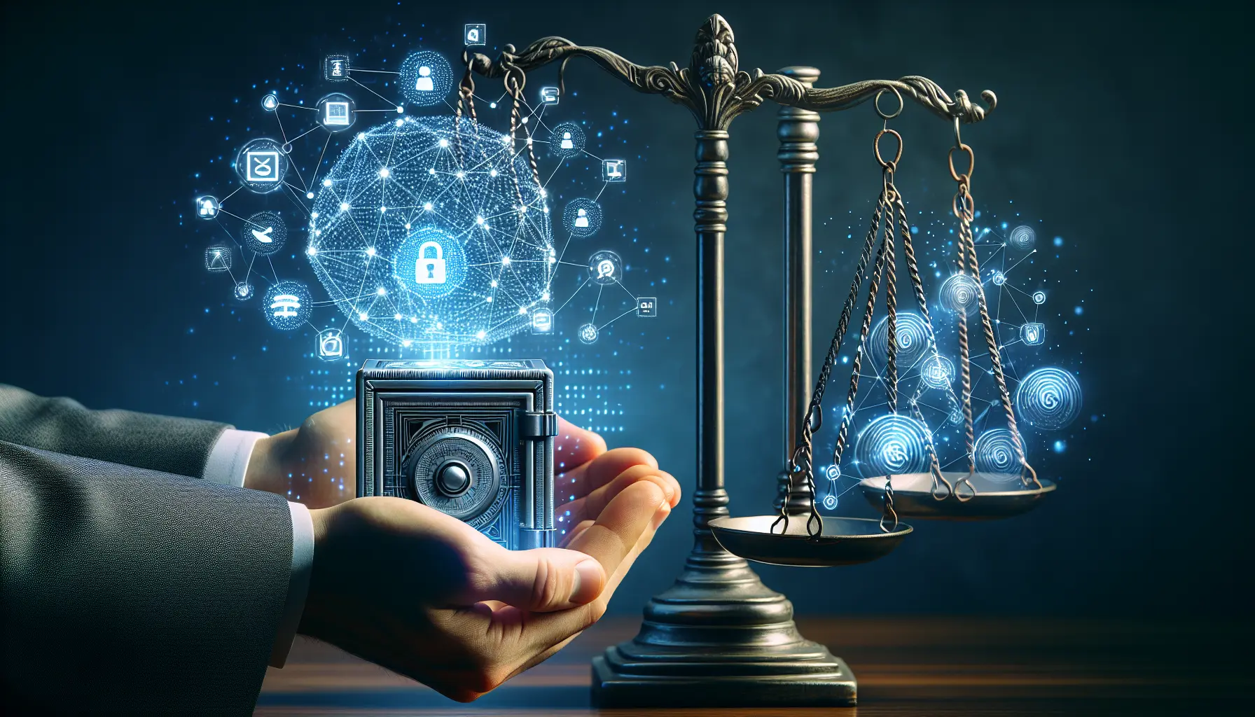 Illustrazione che rappresenta la raccolta e l'analisi dei dati, evidenziando l'importanza dell'etica nella tecnologia.