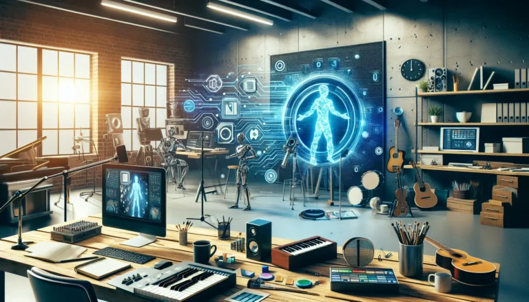 Un artista che utilizza strumenti di intelligenza artificiale per creare opere d'arte innovative.