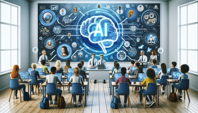 Un insegnante utilizza strumenti di intelligenza artificiale in aula per migliorare l'apprendimento degli studenti.