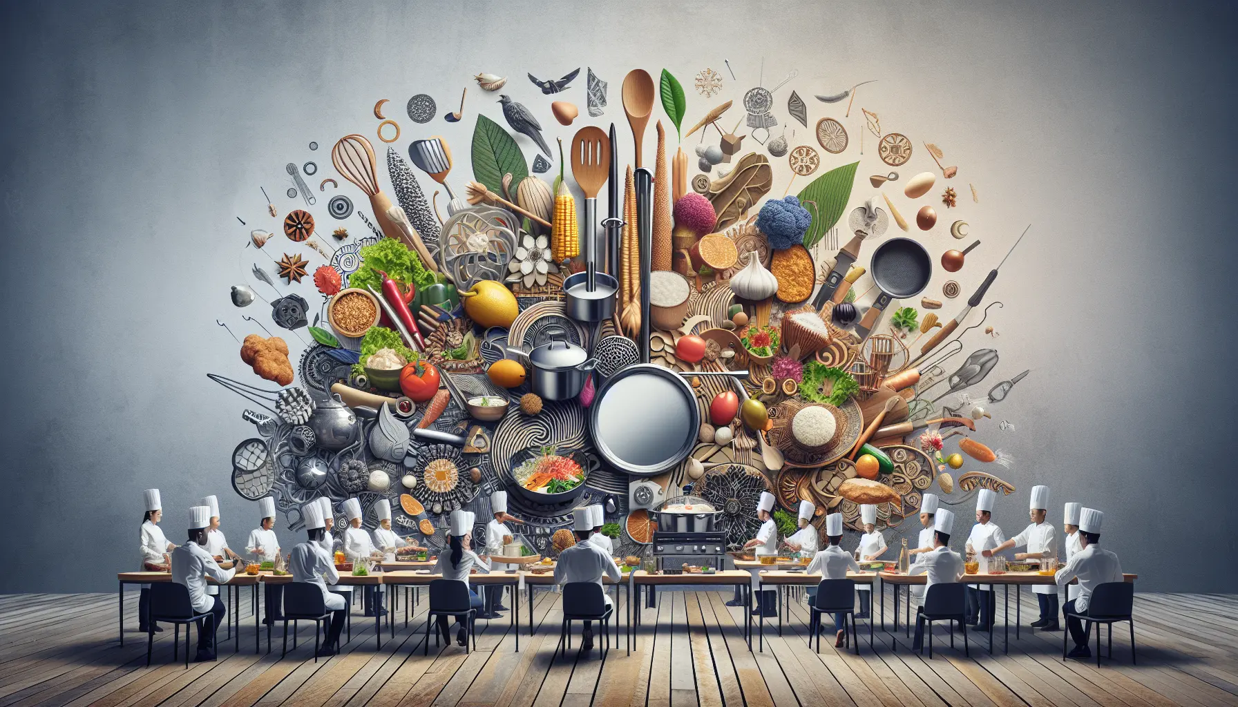 Un piatto creativo che combina ingredienti tradizionali con una presentazione innovativa, simbolo della fusione tra cultura e cucina