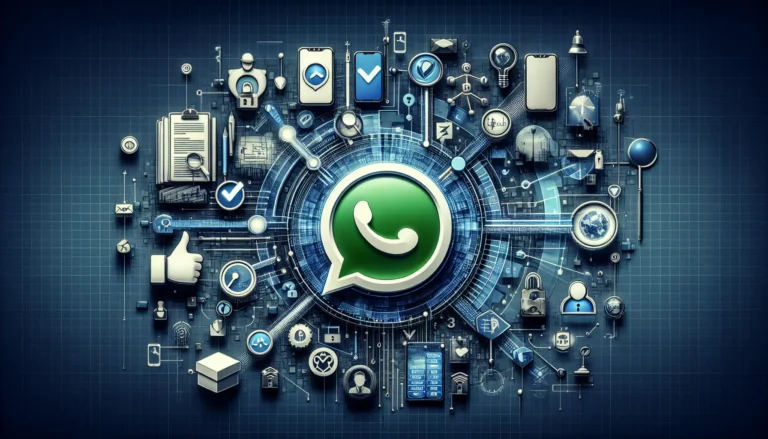 Un'illustrazione che rappresenta la funzionalità della terza spunta blu su WhatsApp, evidenziando la comunicazione digitale e l'interazione tra utenti.