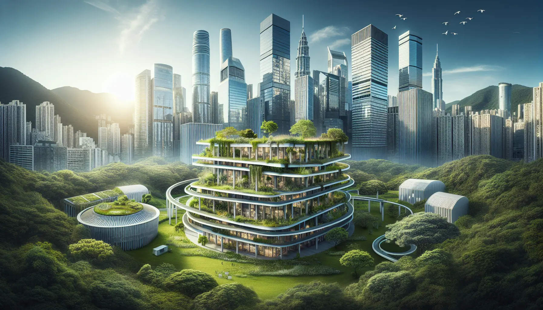 Un edificio moderno con giardini verticali che rappresenta l'eco-design in architettura.