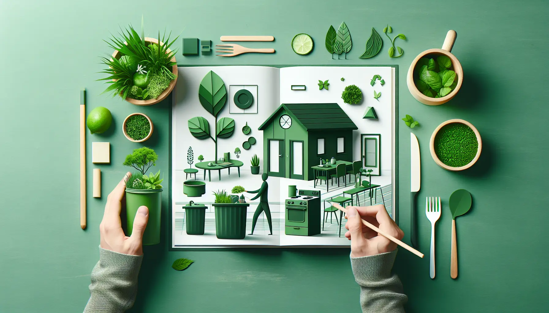 Una persona che organizza i propri oggetti in casa, rappresentando il concetto di minimalismo e sostenibilità.