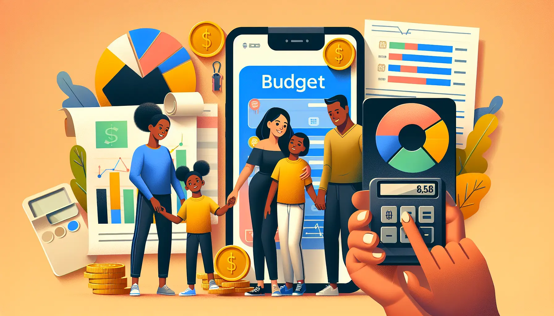 Schermata di un'app di gestione finanziaria con grafici e report sul budget