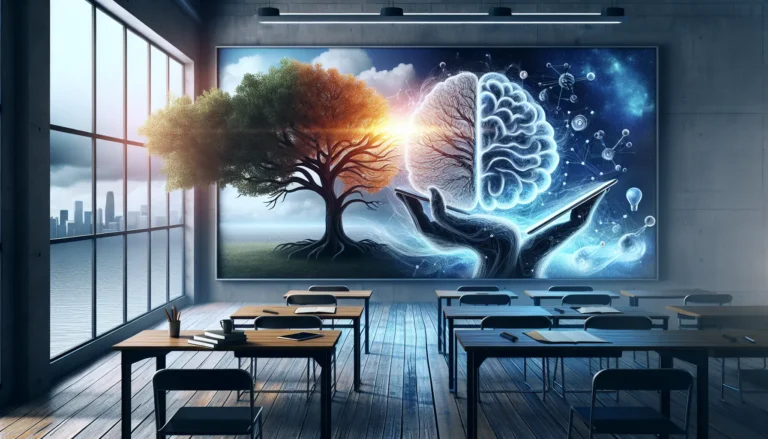 Un gruppo di studenti che collaborano e discutono attivamente, rappresentando la resilienza e la flessibilità nell'apprendimento.