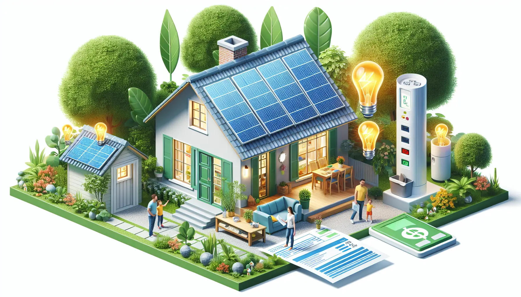 Famiglia che discute strategie per ridurre i costi energetici in casa