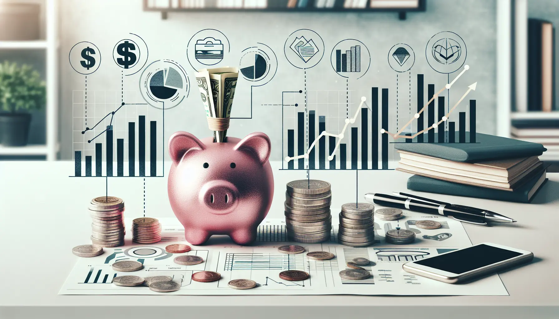 Un grafico rappresentativo che mostra crescita finanziaria, risparmio e investimenti