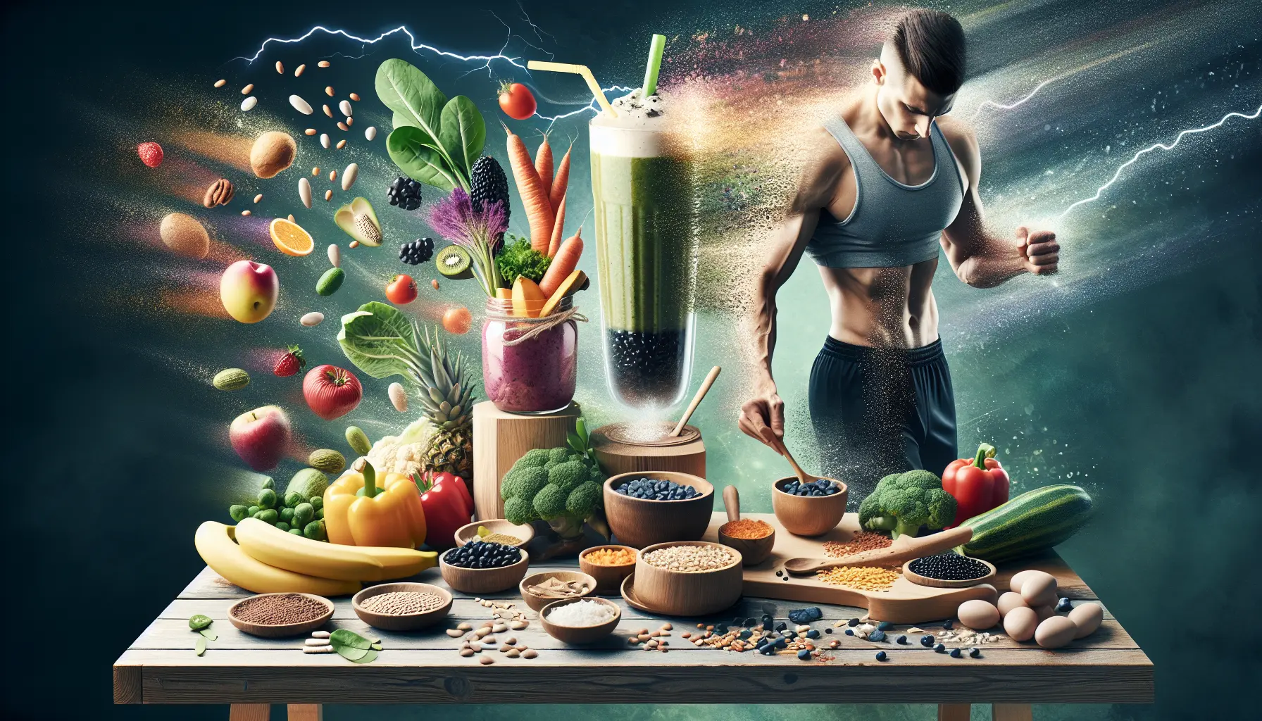 Un colorato mercato locale con frutta e verdura fresche, rappresentando la varietà della dieta plant-based.