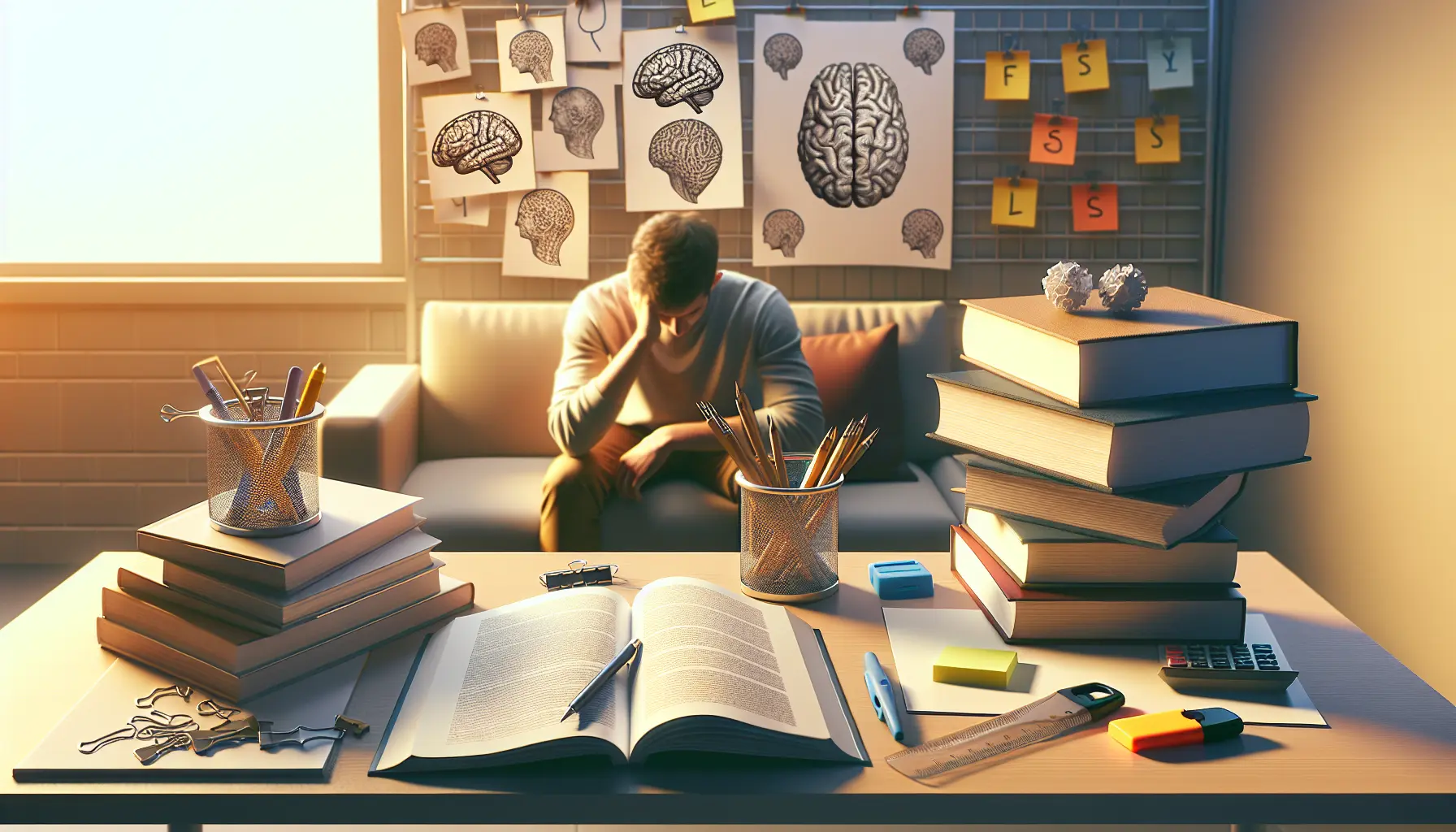 Studente che studia con tecniche di apprendimento attivo e mappe mentali
