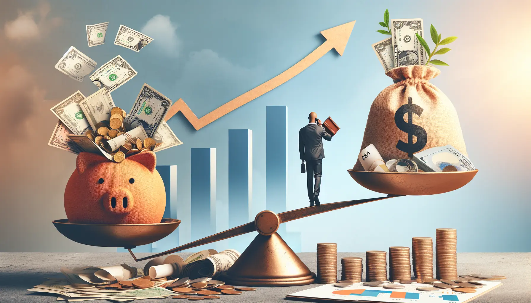 Una persona che pianifica il proprio budget su un laptop, circondata da appunti e tazze di caffè.