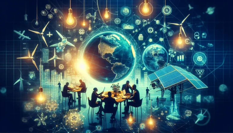 Rappresentazione visiva delle innovazioni tecnologiche che affrontano problemi globali.